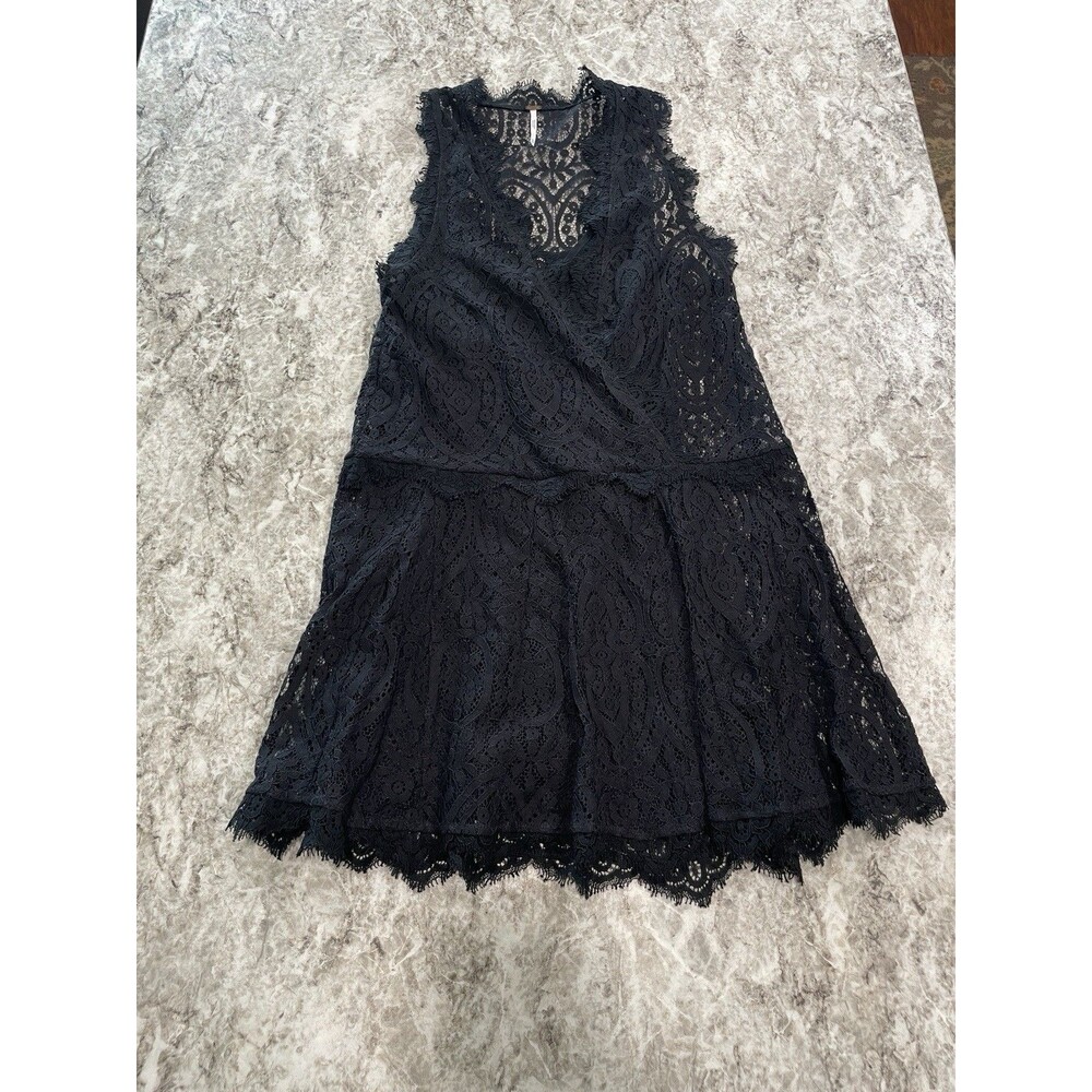 Free People Heart in Two Black Lace Mini Dress Womens Size X-Small